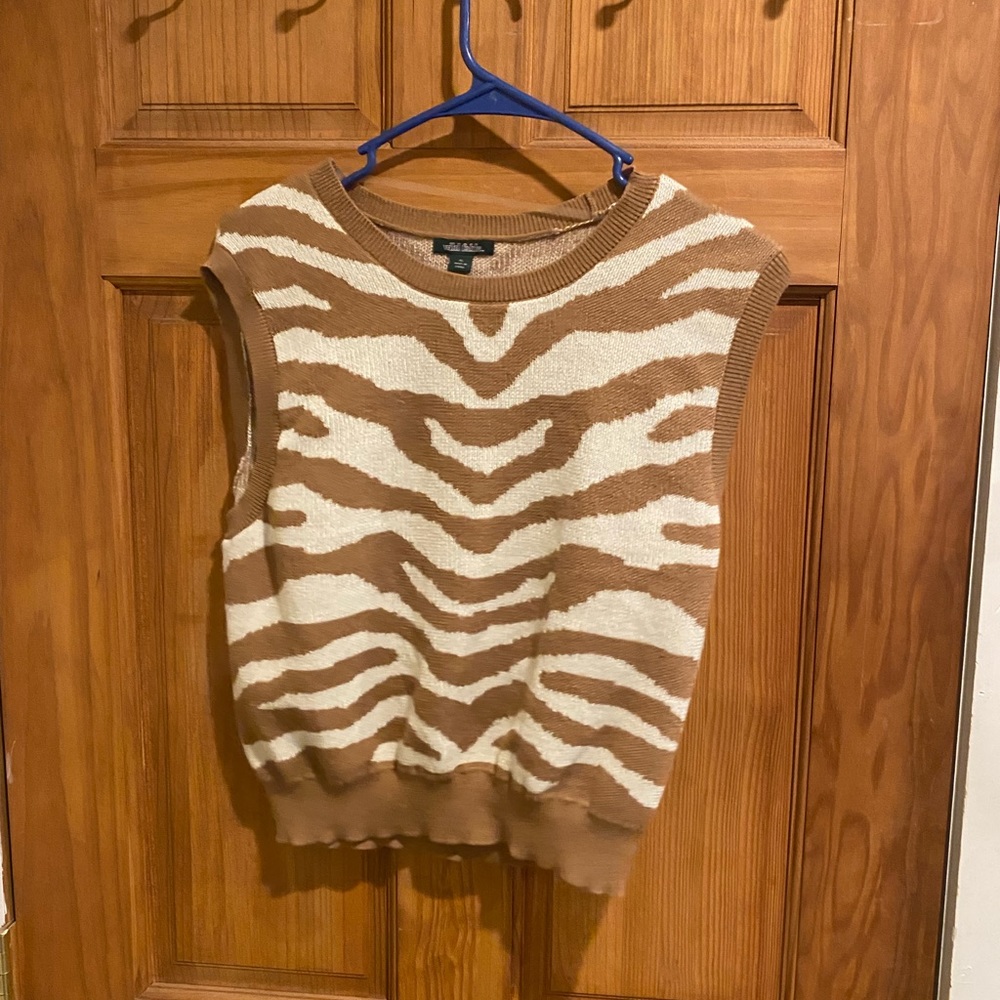 Brown and White Sweater Vest from Wild Fable